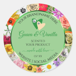 フローラセージ数々のグリーンカラー製品ラベルハート ラウンドシール