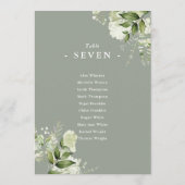 フローラセージ緑のシーティングプランテーブル番号 招待状 (裏面)