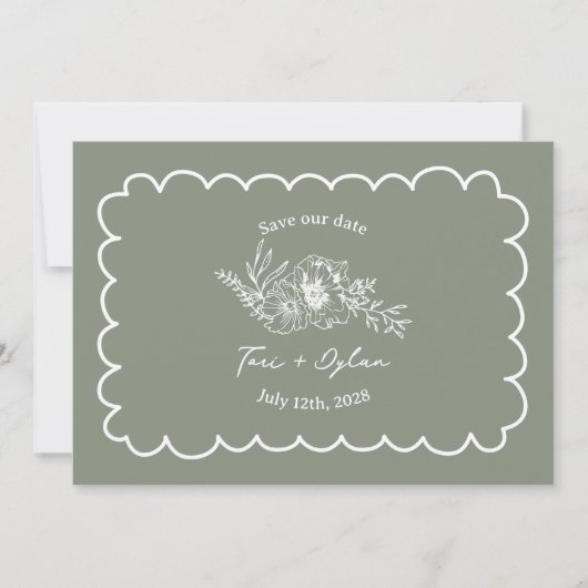 フローラセージ緑の植物日付写真を保存 セーブザデート (正面)