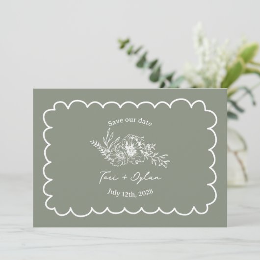 フローラセージ緑の植物日付写真を保存 セーブザデート (スタンド正面)