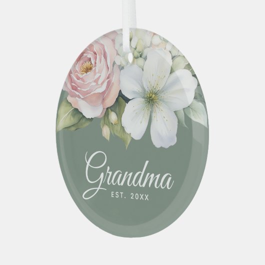 フローラセージ緑の確立日の新おばあちゃん ガラスオーナメント (正面左)