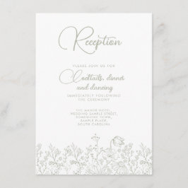 フローラセージ緑ワイルドフラワーウェディングレセプション エンクロージャーカード