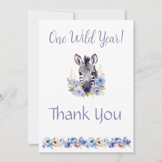 フローラゼブラ誕生日サンキューカード 招待状 (正面)