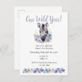 フローラゼブラ誕生日 インビテーションポストカード (正面/裏面)