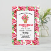 フローラゼラニウムピンクコーラルレッドハウスウォーミングパーティー 招待状 (スタンド正面)