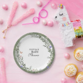 フローラソフトグリーン緑緑ベビーシャワー ペーパープレート (パーティー)