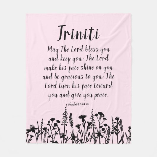 フローラソフトピカスタムンクベビー名賛美の祈りの言葉 フリースブランケット (正面)