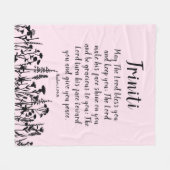 フローラソフトピカスタムンクベビー名賛美の祈りの言葉 フリースブランケット (正面(横))