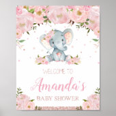 フローラゾウ赤ちゃんシャワー歓迎の看板ポスター ポスター (正面)