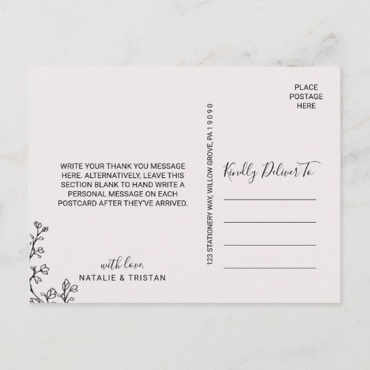 フローラタイポグラフィありがとう ポストカード (裏面)