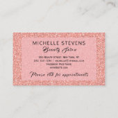 フローラタイポグラフィグリッターピンクブラックグラムサロン 名刺 (裏面)