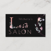 フローラタイポグラフィグリッターピンクブラックグラムサロン 名刺 (正面)