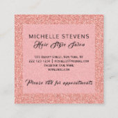 フローラタイポグラフィグリッターピンクブラックヘアサロン スクエア名刺 (裏面)