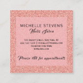 フローラタイポグラフィグリッターピンクブラック爪、 ネイルサロン スクエア名刺 (裏面)