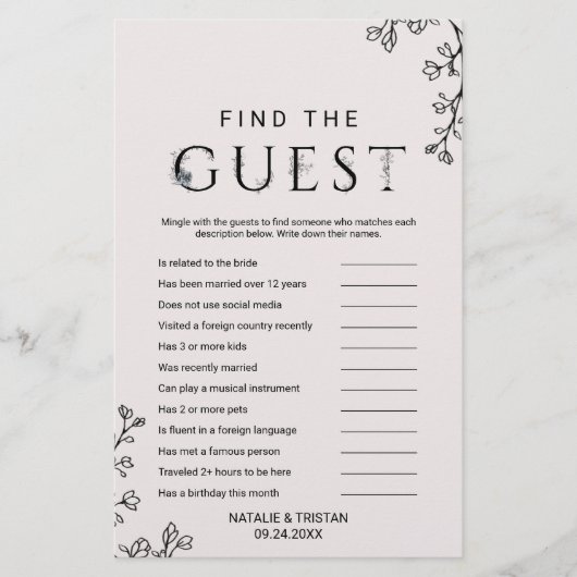 フローラタイポグラフィゲストゲームを検索 チラシ (正面)