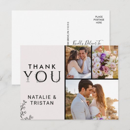 フローラタイポグラフィサンキューフォト ポストカード (正面/裏面)