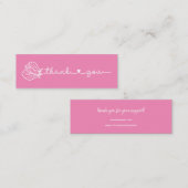 フローラタイポグラフィシンプルピンクミニマルサンキュー スキニー名刺 (正面/裏面)