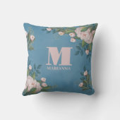 フローラタイポグラフィモノグラムピンクローズ クッション (裏面)