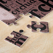 フローラタイポグラフィ埋め込み白オーキッドフォト ジグソーパズル (側面)