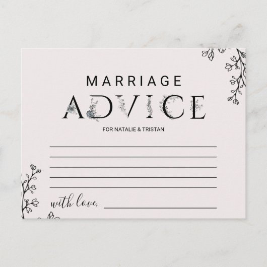 フローラタイポグラフィ結婚アドバイスカード アドバイスカード (正面)