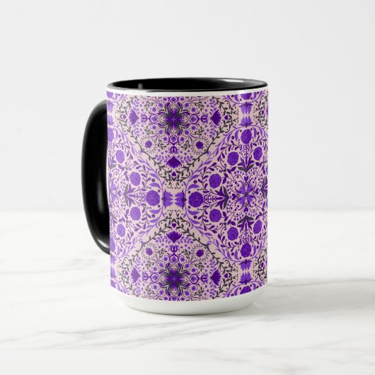 フローラタイルは紫と綿キャンディピンク マグカップ (正面左)