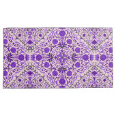 フローラタイルは紫と綿キャンディピンク 枕カバー (正面右)