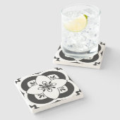 フローラタイルコースター – 黒 ストーンコースター (横)