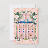 フローラタイル |モロッコのトロピカルウェディングRSVP 出欠カード (裏面)