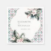 フローラタイル |モロッコのトロピカル結婚トロピカル スタンダードカクテルナプキン (正面)