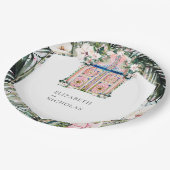 フローラタイル |モロッコのトロピカル結婚トロピカル ペーパープレート (アングル)