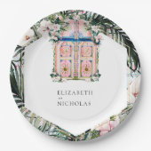 フローラタイル |モロッコのトロピカル結婚トロピカル ペーパープレート (正面)