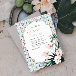 フローラタイル |モロッコのトロピカル結婚トロピカル 招待状
