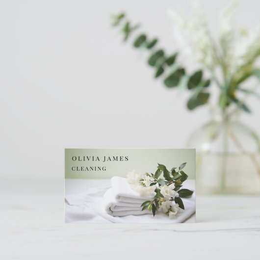 フローラタオル清掃メイド家政婦サービス 名刺 (スタンド正面)