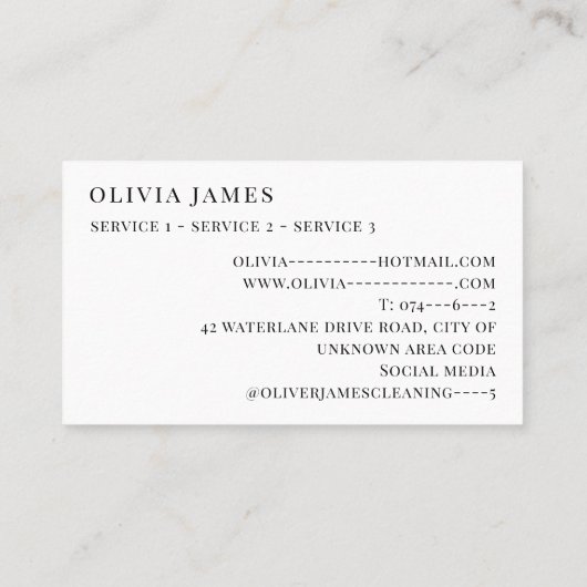 フローラタオル清掃メイド家政婦サービス 名刺 (裏面)