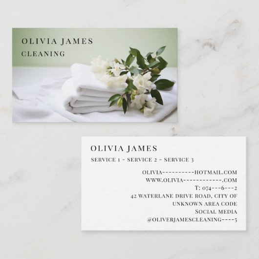 フローラタオル清掃メイド家政婦サービス 名刺 (正面/裏面)