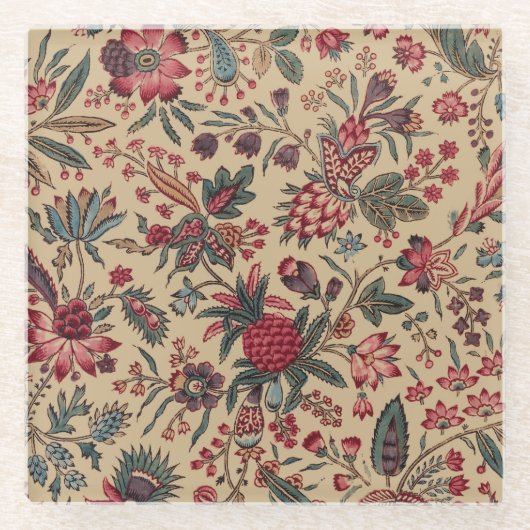 フローラタペストリー針仕事フラワーアート ガラスコースター (正面)