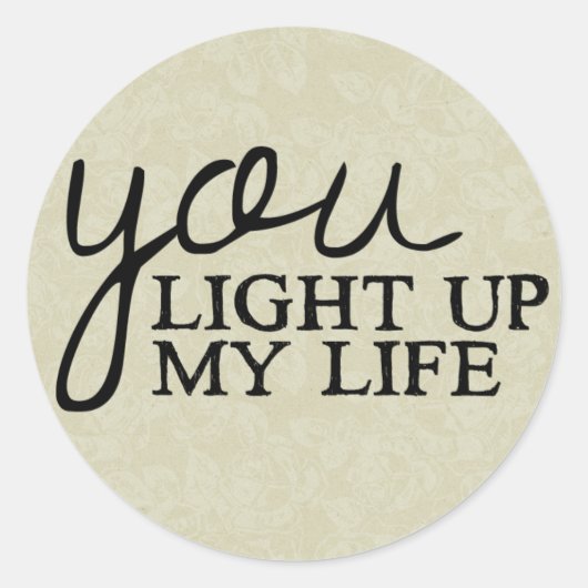 フローラタンラブ引用文私の人生をライトアップ ラウンドシール (正面)