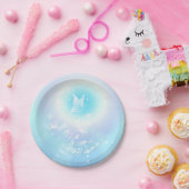 フローラターコイズかわいらし蝶 ペーパープレート (パーティー)