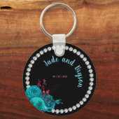 フローラターコイズとマウヴラインエレガントストーン キーホルダー (正面)