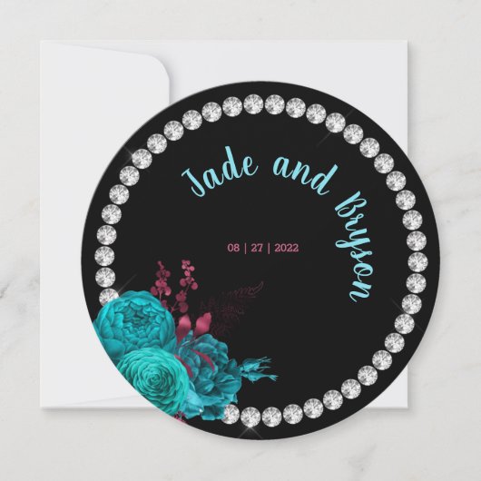 フローラターコイズとマウヴラインエレガントストーン シーズンカード (正面)