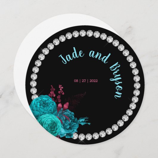 フローラターコイズとマウヴラインエレガントストーン シーズンカード (正面/裏面)