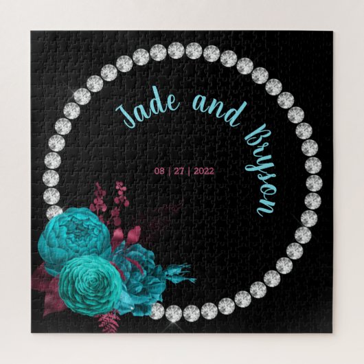 フローラターコイズとマウヴラインエレガントストーン ジグソーパズル (縦)