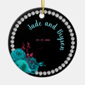 フローラターコイズとマウヴラインエレガントストーン セラミックオーナメント (正面)