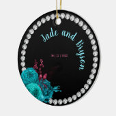 フローラターコイズとマウヴラインエレガントストーン セラミックオーナメント (左)