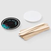 フローラターコイズとマウヴラインエレガントストーン ハンドファン (組立なし)