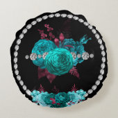 フローラターコイズとマウヴラインエレガントストーン ラウンドクッション (裏面)