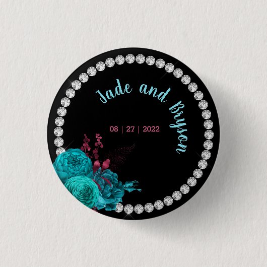 フローラターコイズとマウヴラインエレガントストーン 缶バッジ (正面)