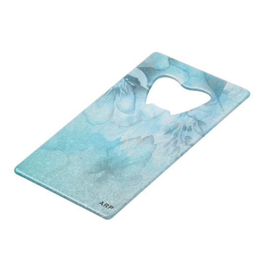 *~*フローラターコイズグリッター水彩天空 クレジットカード栓抜き (裏面アングル)