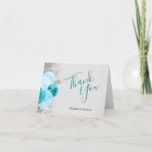 フローラターコイズグレイ結婚シルバーありがとう カード (正面)