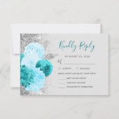 フローラターコイズグレーシルバーミールチョイス結婚ズ 出欠カード (正面)